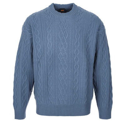 BOSS Kableto Knitwear in Open Blue