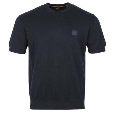BOSS Kanache Knitted T-Shirt in Dark Ink
