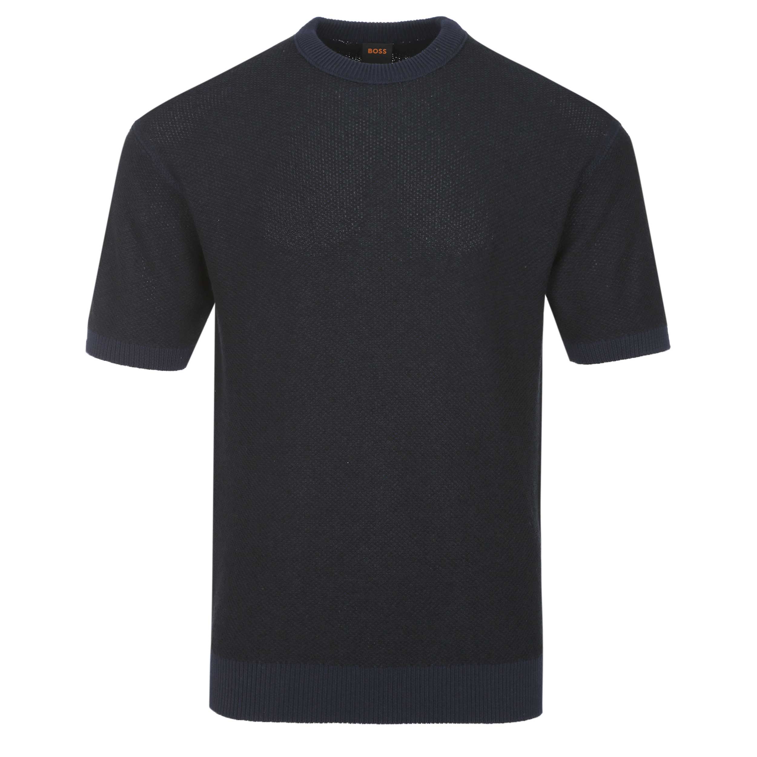 BOSS Kantonio Knitted T-Shirt in Dark Blue