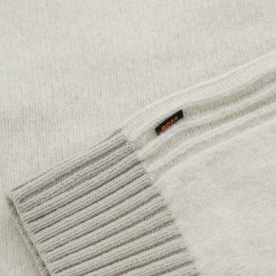 BOSS Kobear Quarter Zip in Light Beige Logo Tab