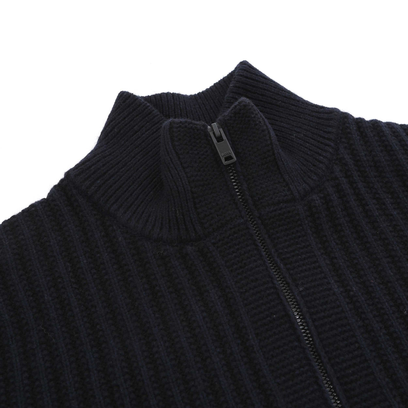 BOSS Kwinter Knitwear in Dark Blue Placket
