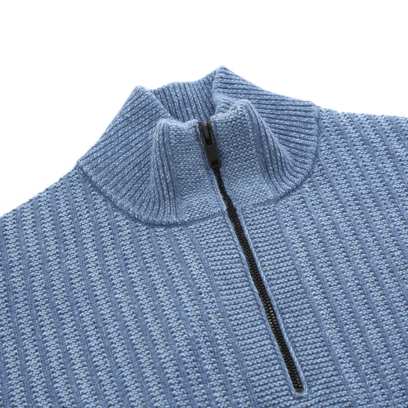 BOSS Kwinter Knitwear in Open Blue Placket