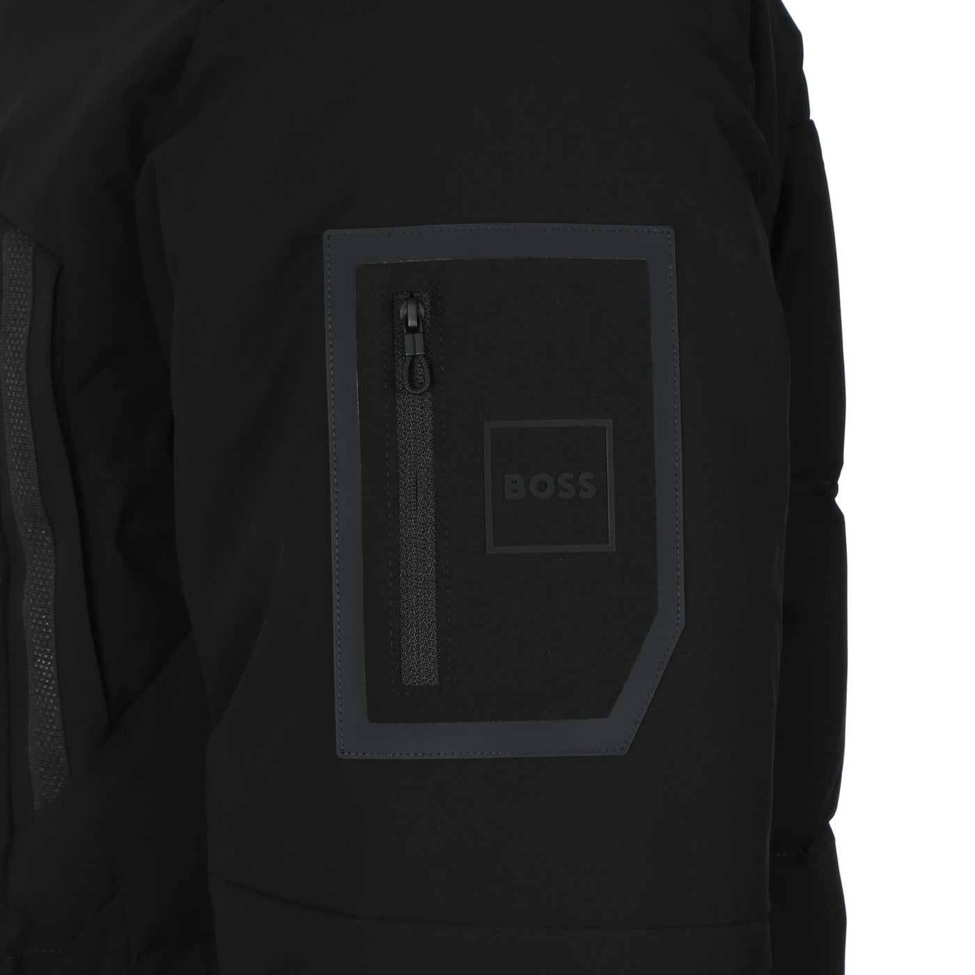 BOSS OW Block X Parka Jacket in Black Logo