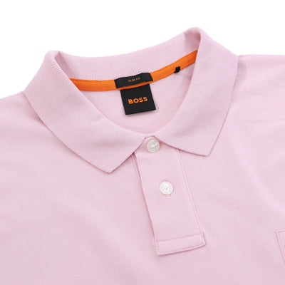 BOSS Passenger Polo Shirt in Pastel Pink Collar