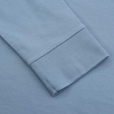 BOSS Passerby Long Sleeve Polo Shirt in Light Pastel Blue Cuff