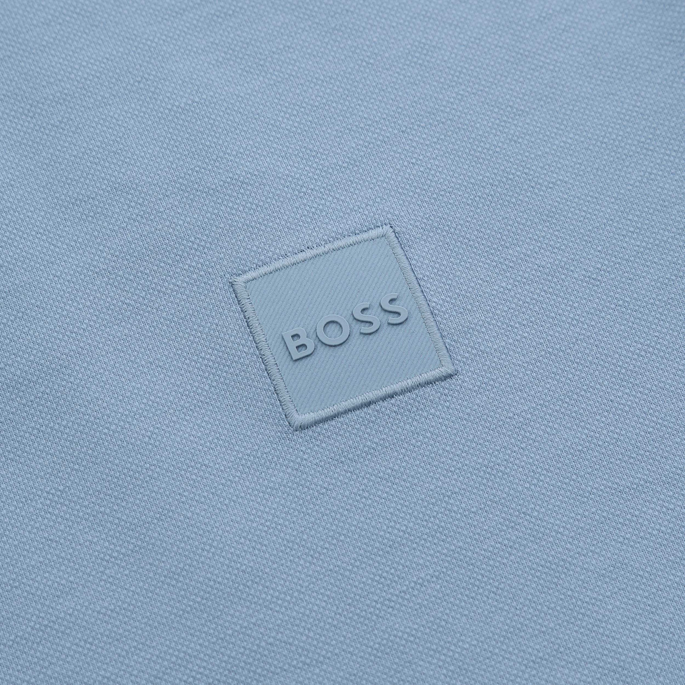 BOSS Passerby Long Sleeve Polo Shirt in Light Pastel Blue Logo