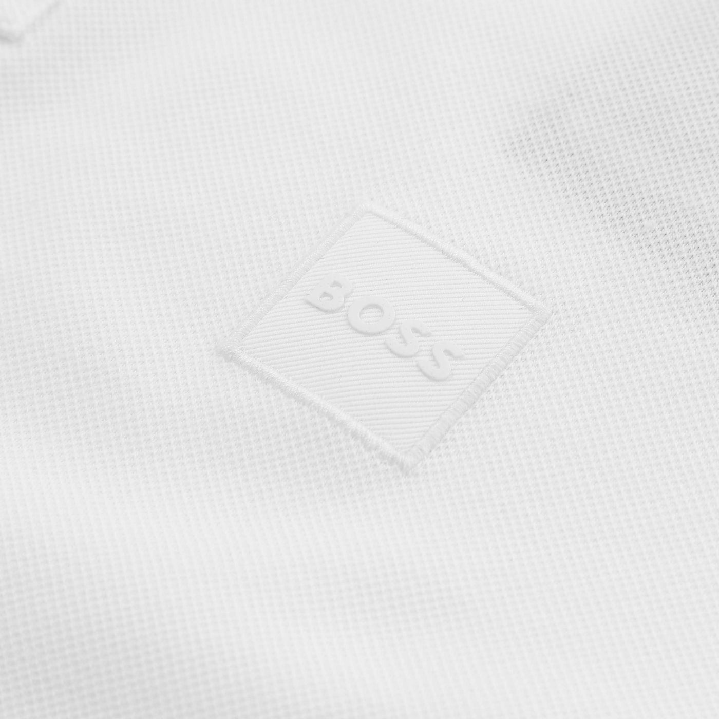 BOSS Passerby Long Sleeve Polo Shirt in White Logo