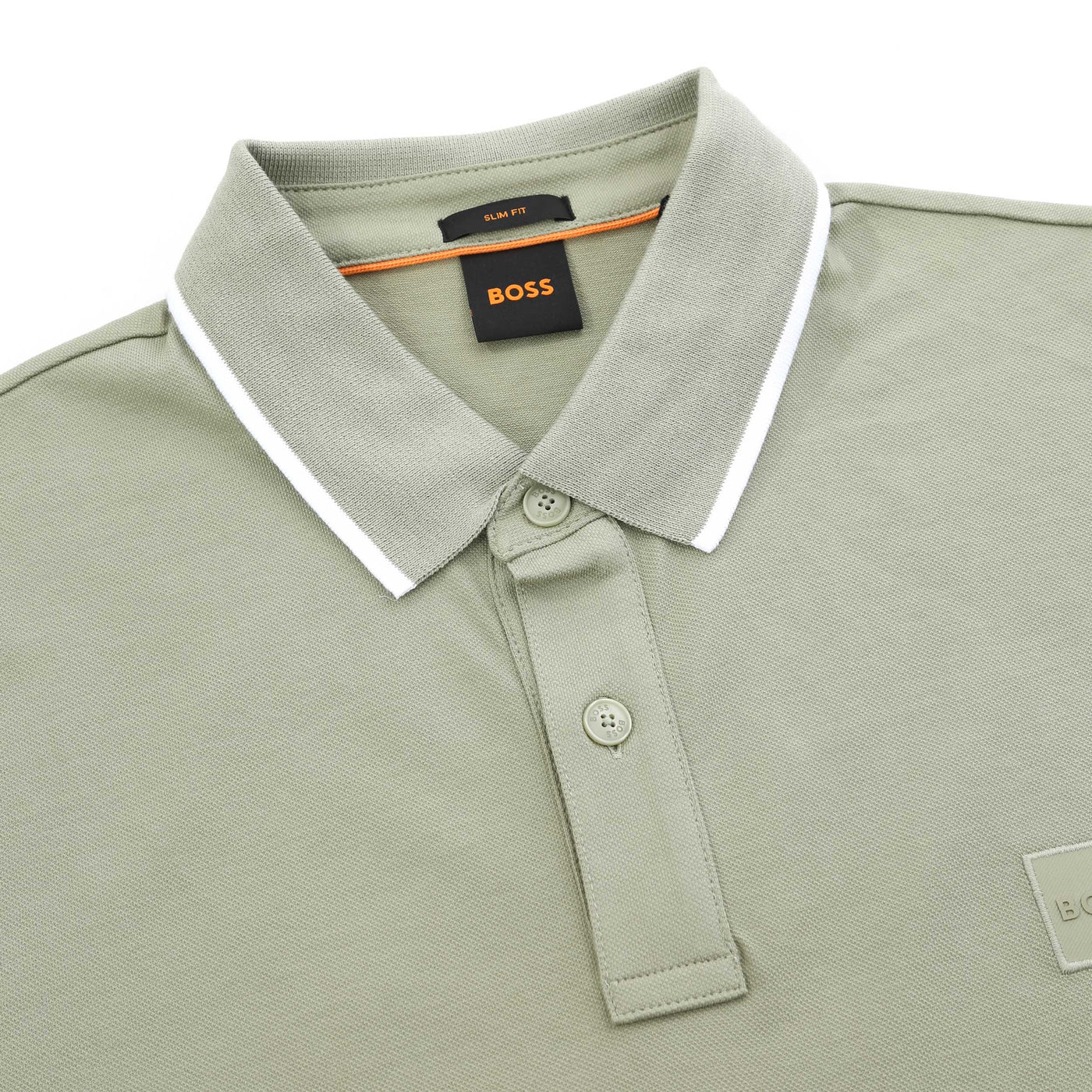BOSS Passertip Polo Shirt in Sage Placket