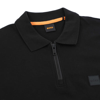 BOSS Passerzip Polo Shirt in Black Collar