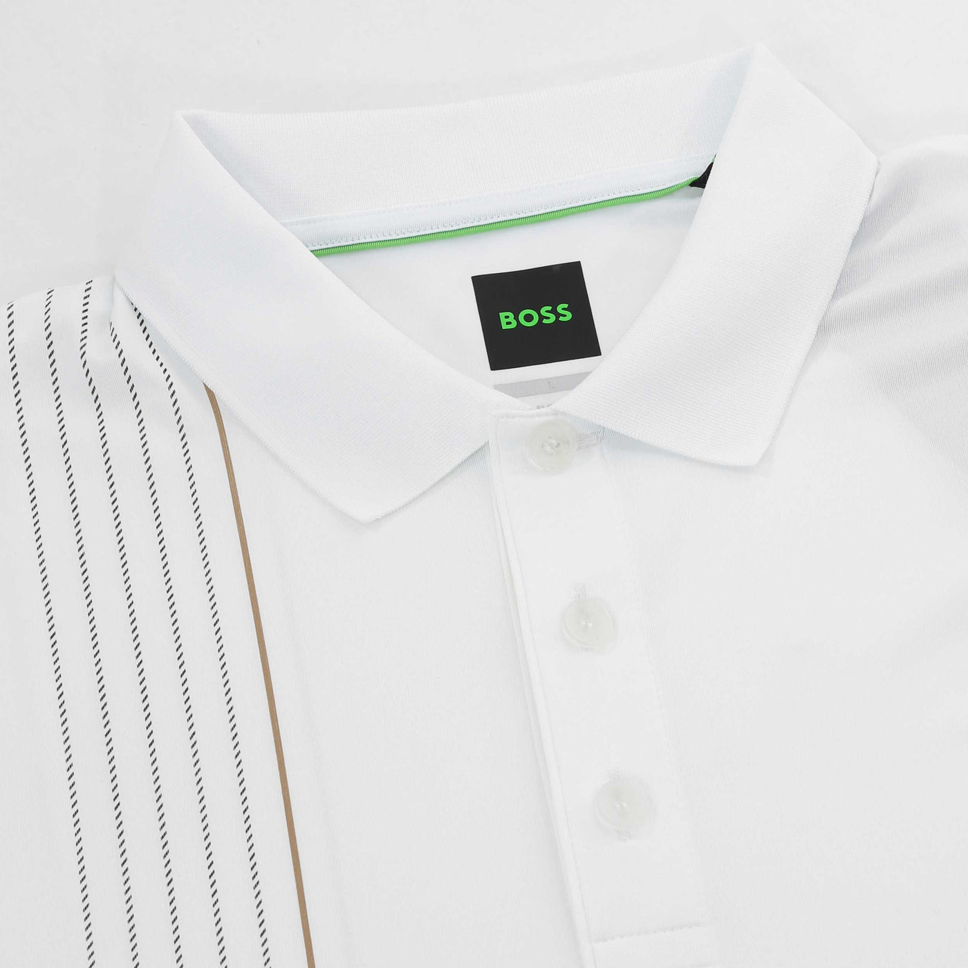 BOSS Paule Check TOC Polo Shirt in White Placket