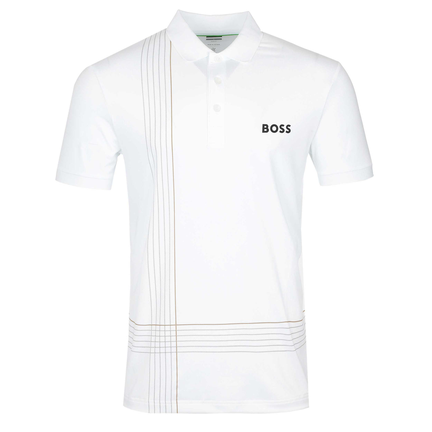 BOSS Paule Check TOC Polo Shirt in White