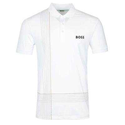 BOSS Paule Check TOC Polo Shirt in White