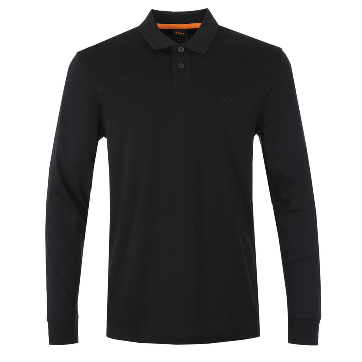 BOSS Pe Interlock Long Polo Shirt in Black I BOSS I Norton Barrie