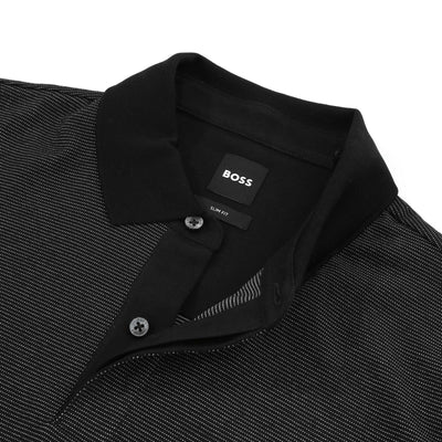 BOSS Penrose 44 Polo Shirt in Black collar