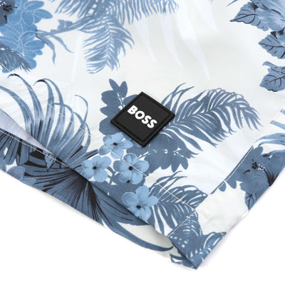 BOSS Piranha Swim Short in Open Blue Logo