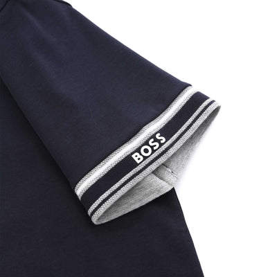 BOSS Polo Zone Polo Shirt in Dark Blue Sleeve
