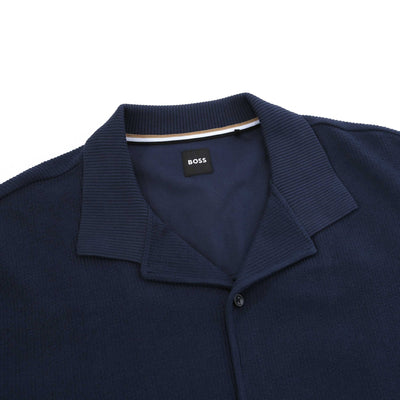 BOSS Powell 129 SS Shirt in Navy Collar