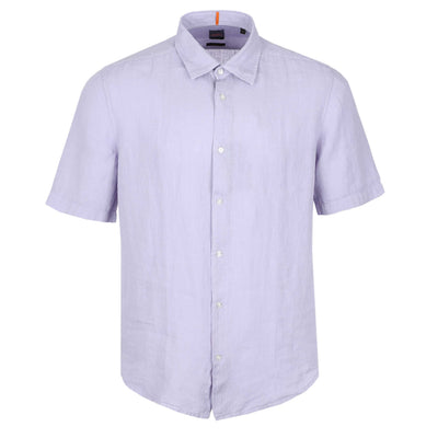 BOSS Rash 2 M Short Sleeve Linen Shirt in Lilac
