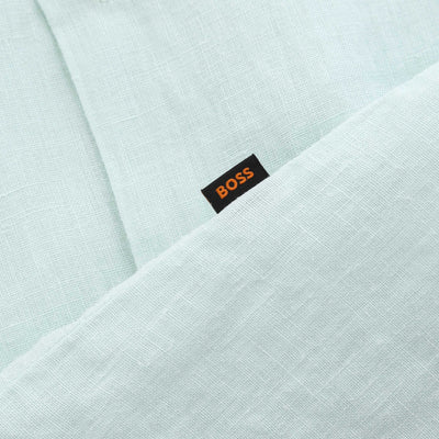 BOSS Rash 2 M Short Sleeve Linen Shirt in Mint logo