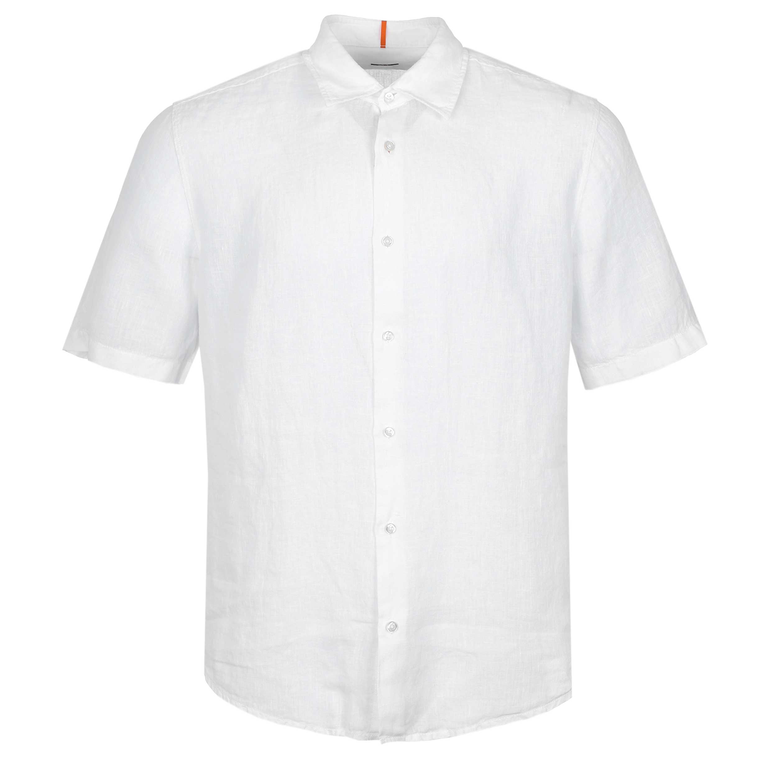 BOSS Rash 2 M Short Sleeve Linen Shirt in White