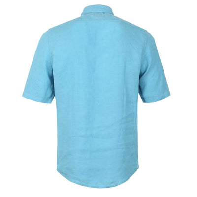 BOSS Rash 2 Short Sleeve Linen Shirt in Teal Back