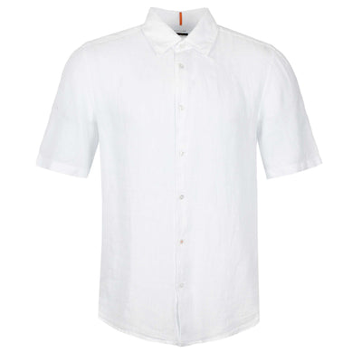 BOSS Rash 2 Short Sleeve Linen Shirt in White