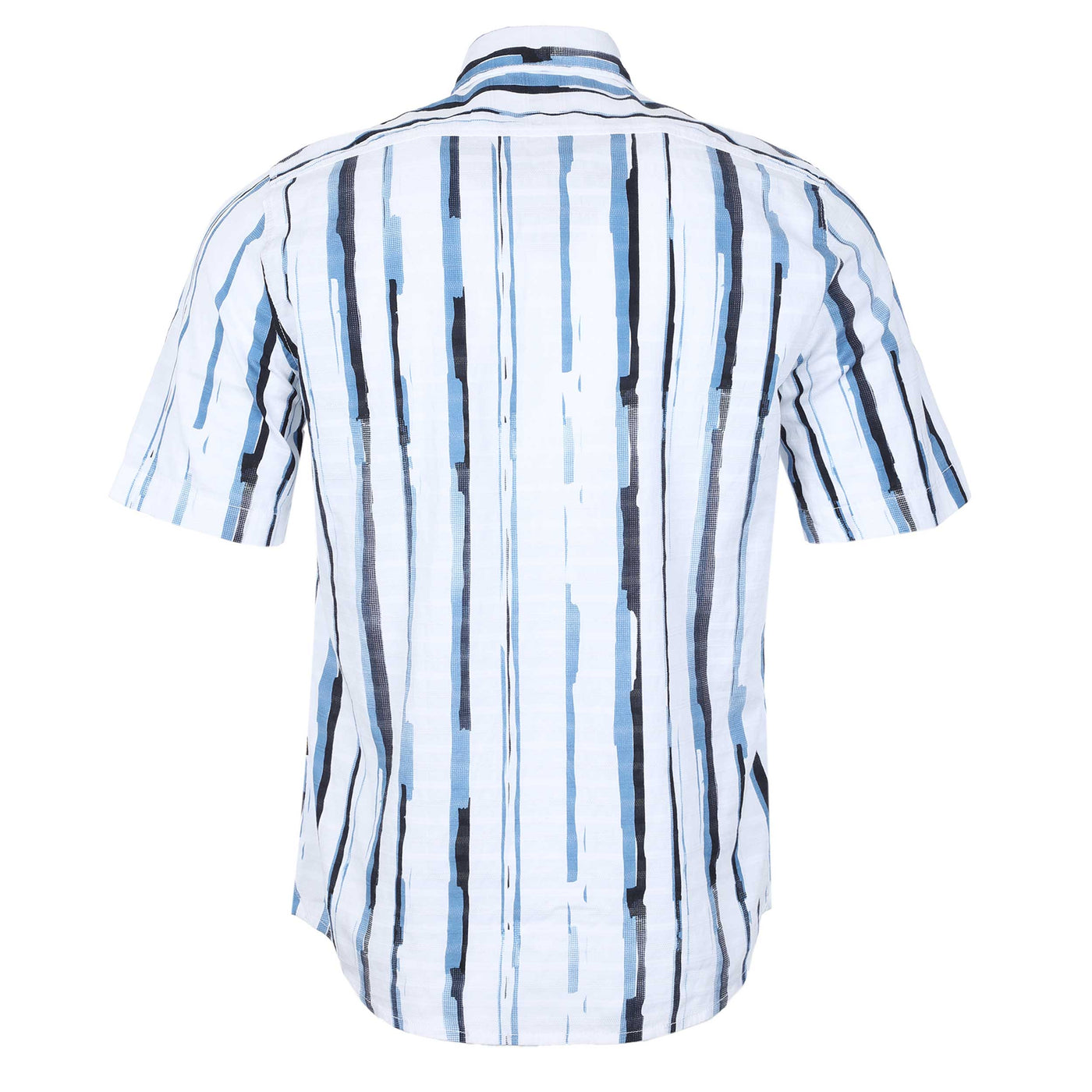 BOSS Rash 2 Short Sleeve Shirt in White & Blue Back