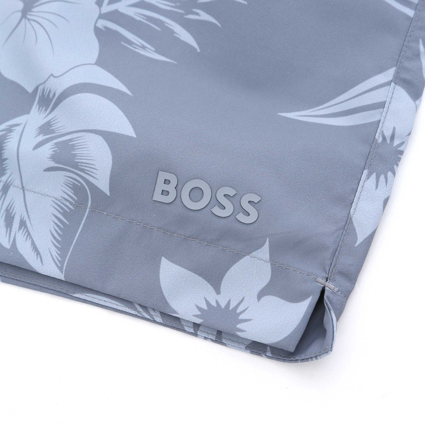 BOSS Reev Swim Short in Silver Logo