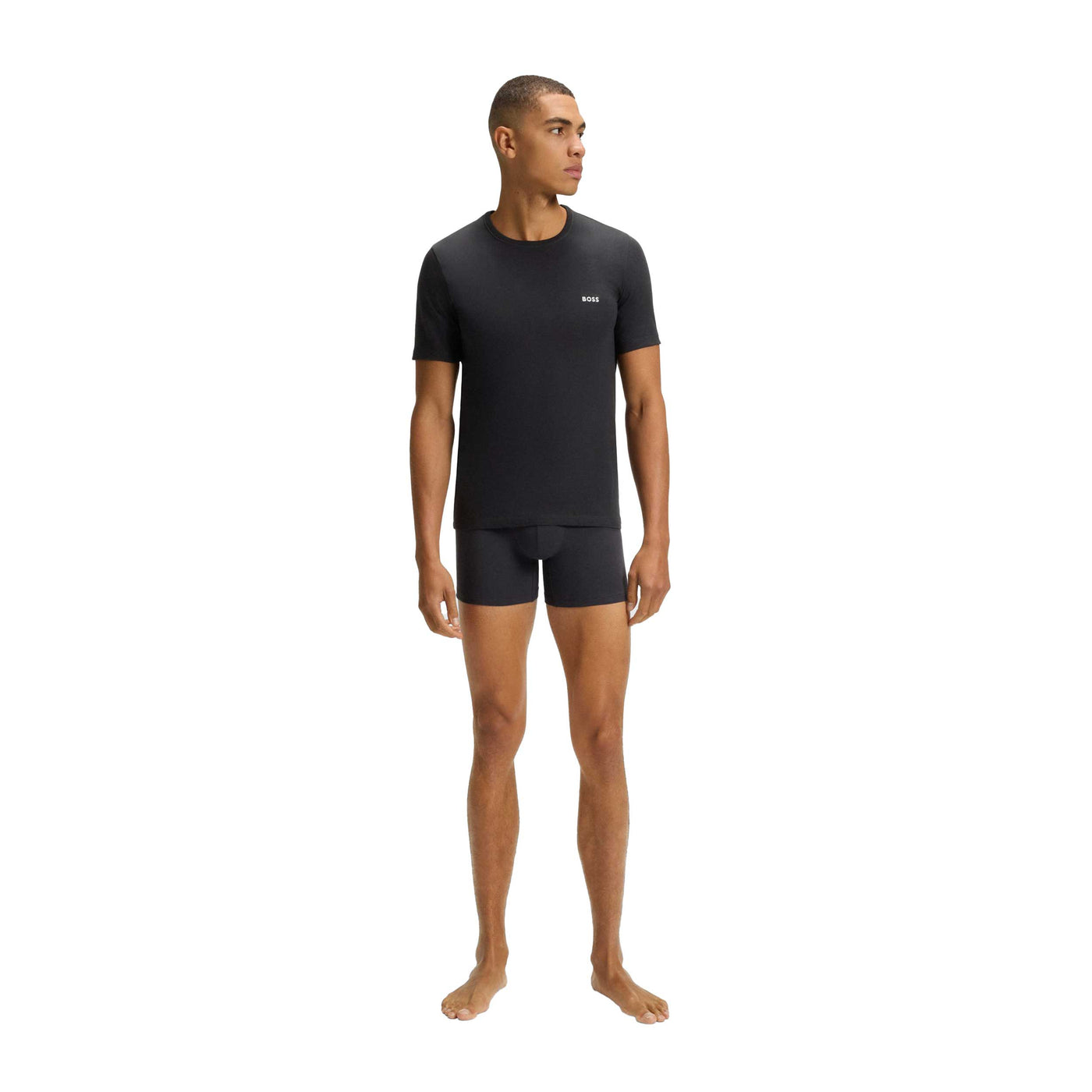 BOSS T-Shirt RN 3P Classic T-Shirt in Black, Charcoal & Khaki Model Front