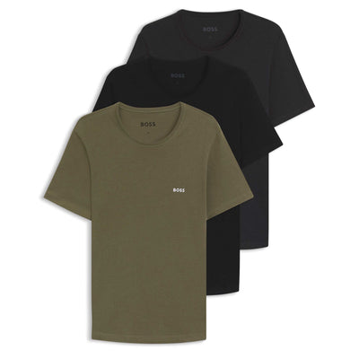 BOSS T-Shirt RN 3P Classic T-Shirt in Black, Charcoal & Khaki