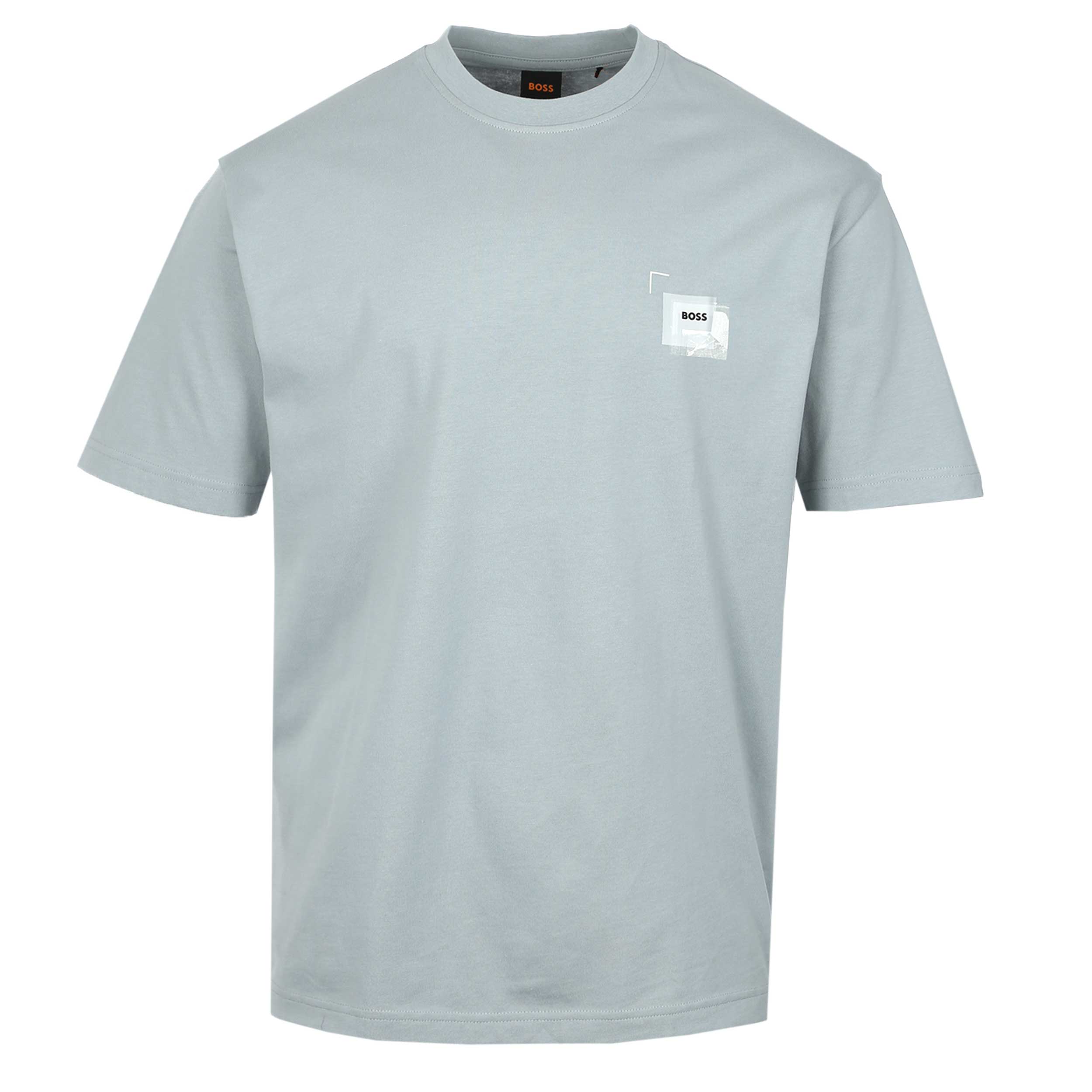 BOSS Te Frame T Shirt in Open Grey