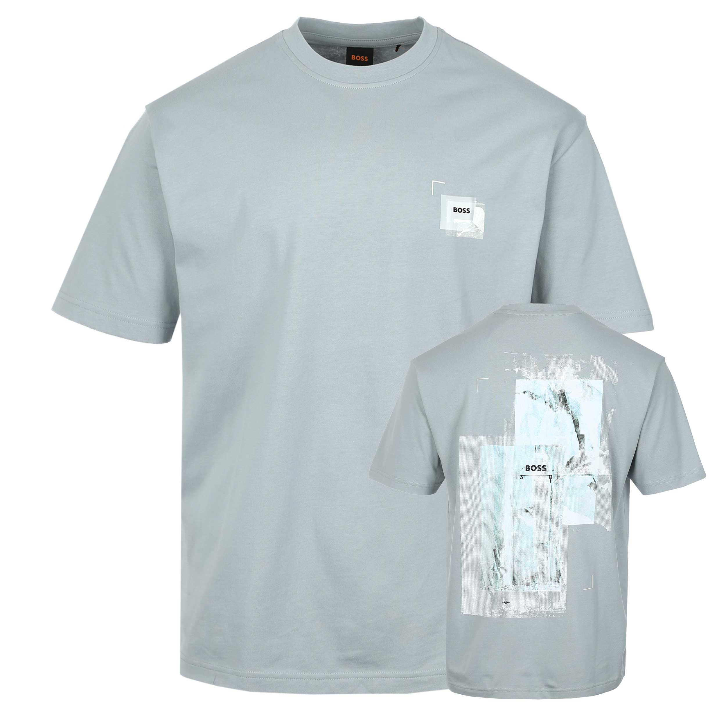BOSS Te Frame T Shirt in Open Grey