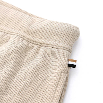 BOSS Waffle Shorts in Light Beige Logo Tab