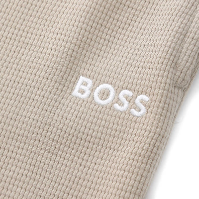 BOSS Waffle Shorts in Light Beige Logo