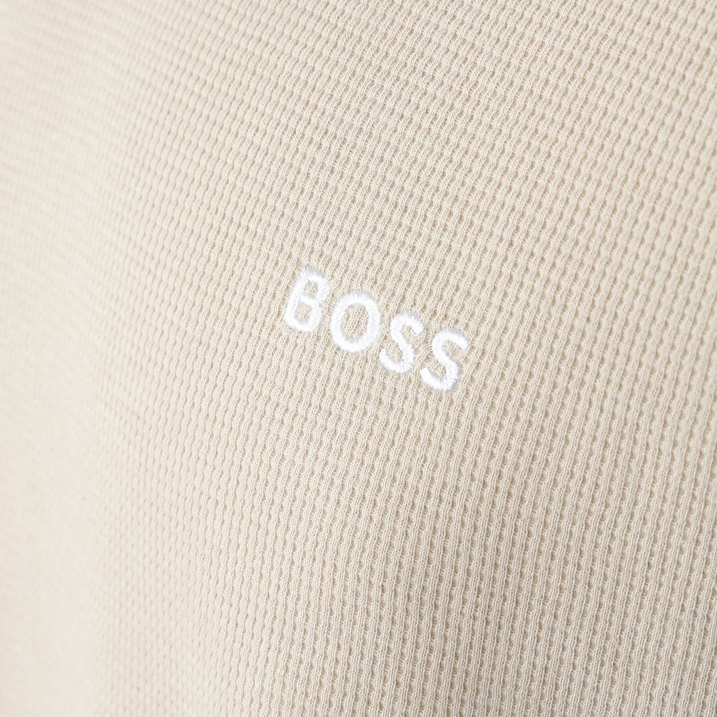 BOSS Waffle T-Shirt in Light Beige Logo