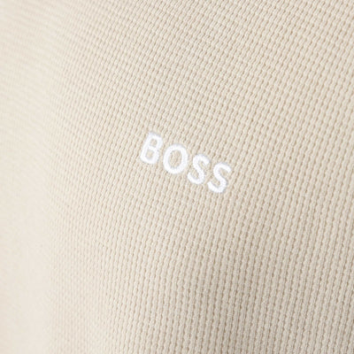 BOSS Waffle T-Shirt in Light Beige Logo