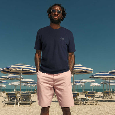 BOSS Waffle T-Shirt in Navy Model