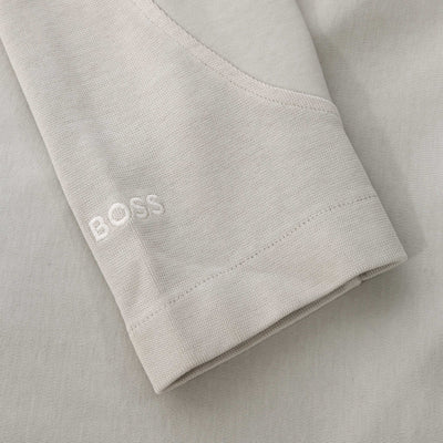 BOSS We concretehood Hoodie Sweat Top in Light Beige Logo
