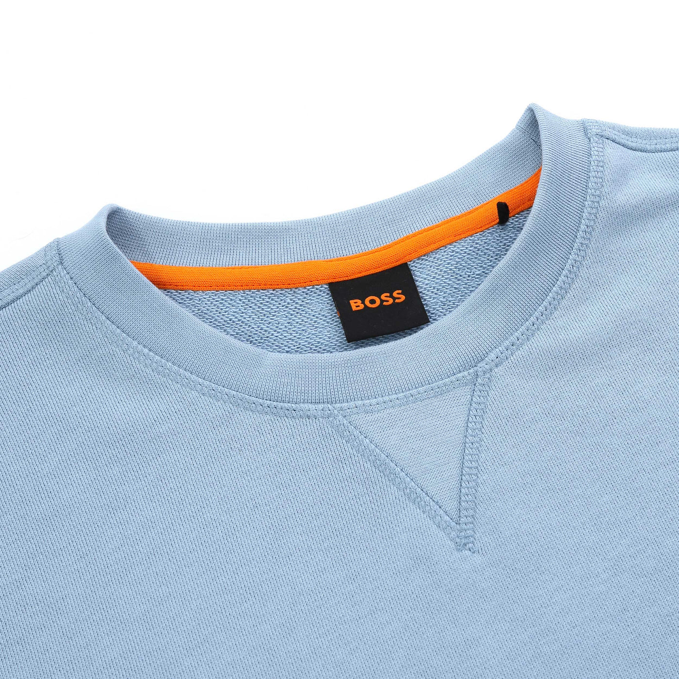 BOSS Westart Sweat Top in Light Pastel Blue collar