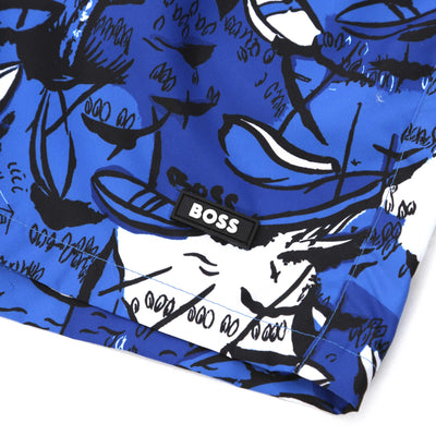 BOSS Willow Swim Short in Medium Blue Logo
