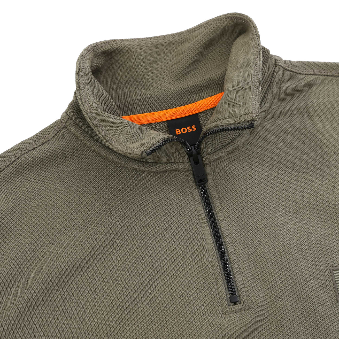 BOSS Zetrust Sweat Top in Khaki Placket