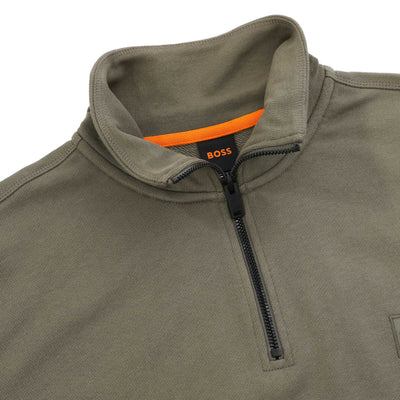 BOSS Zetrust Sweat Top in Khaki Placket