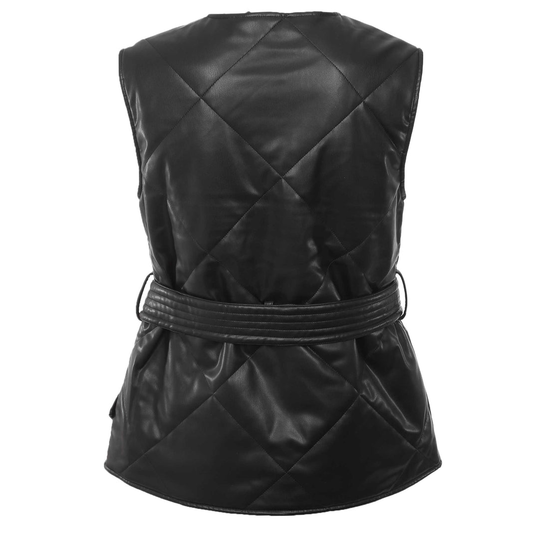 Gilet Motard Vintage En Cuir Noir Avec Franges - Marque Passport Taille L - Occasion Très Bon état