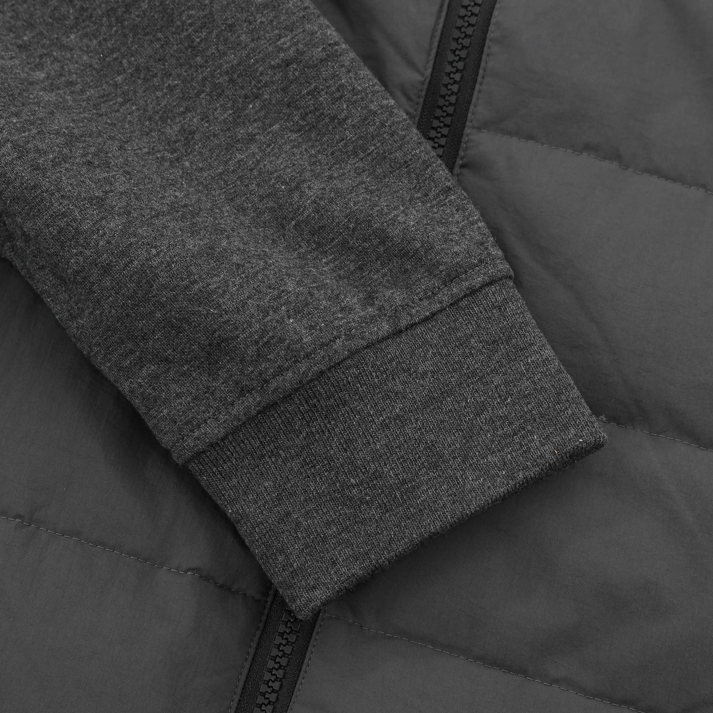 Barbour Stanley Hooded Quilted Sweatshirt in Charcoal Cuff