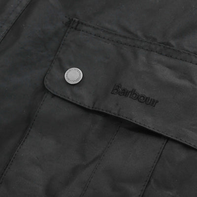 Barbour Tourer Duke Wax Jacket in Black Pocket