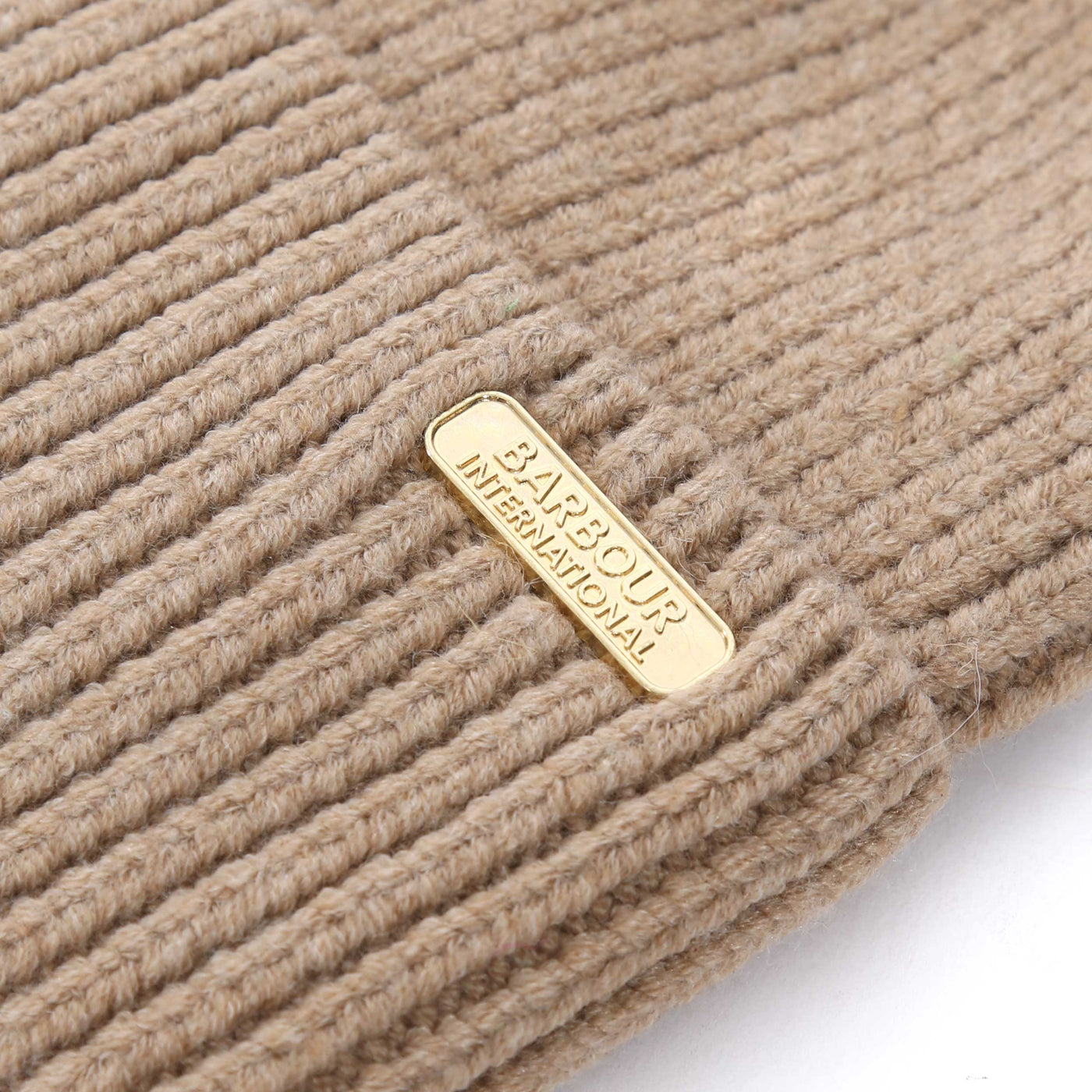 Barbour Mallory Pom Ladies Beanie Hat in Light Trench Norton Barrie