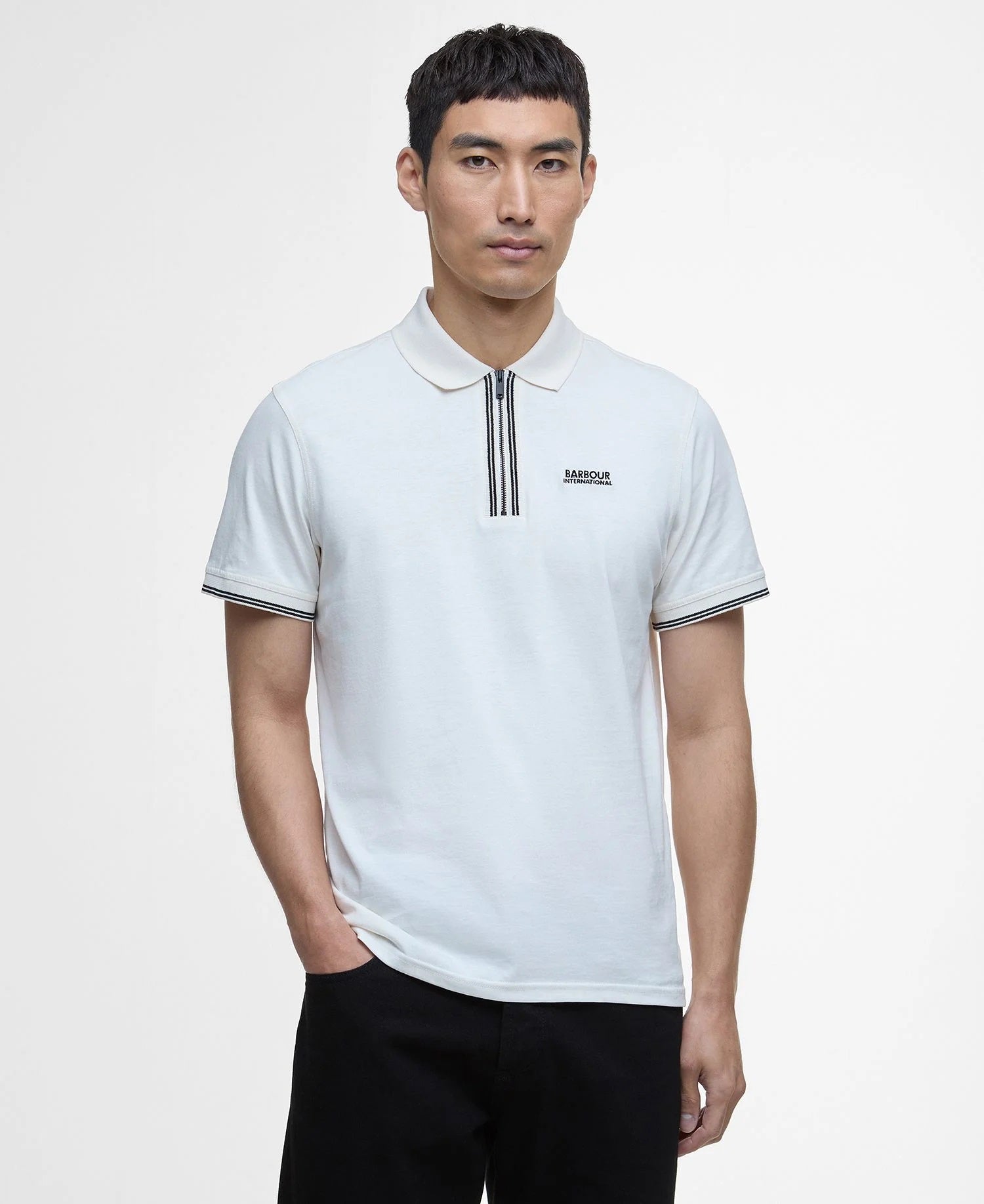 Barbour Ollie Twin Tipped Placket Polo Shirt in Whisper White