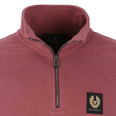 Belstaff Quarter Zip Sweat Top in Mulberry Collar