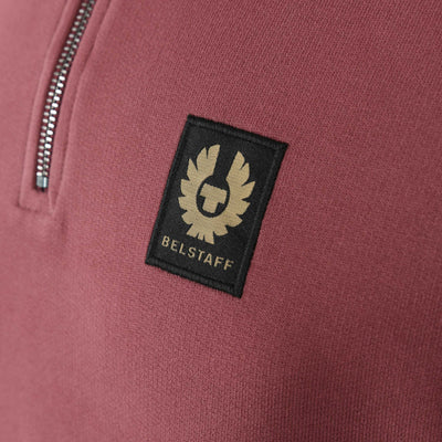 Belstaff Quarter Zip Sweat Top in Mulberry Logo