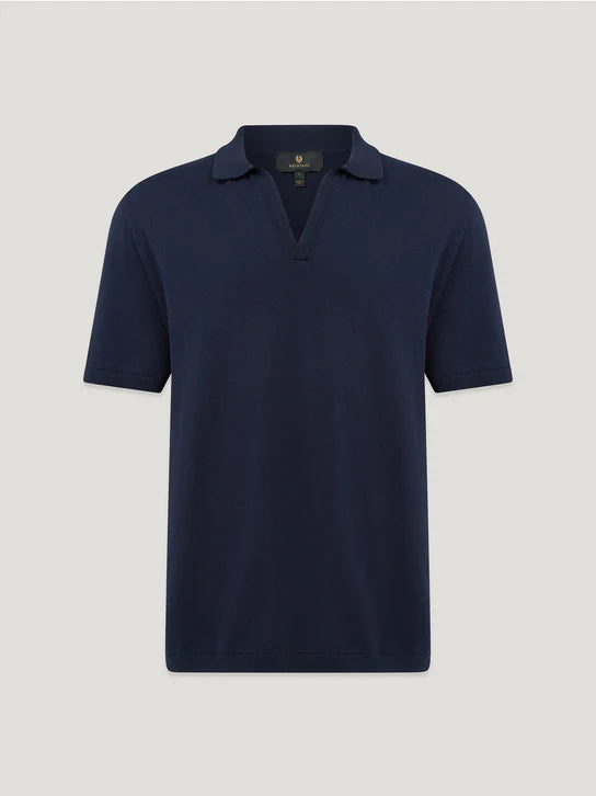 Belstaff Coast Knitted Polo Shirt in Dark Ink